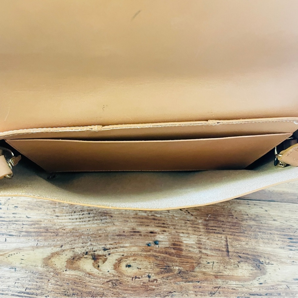 Janessa Leone Joan Suede & Leather Crossbody Satchel Bag -Camel Nude/ Tan Peach - Picture 6 of 10